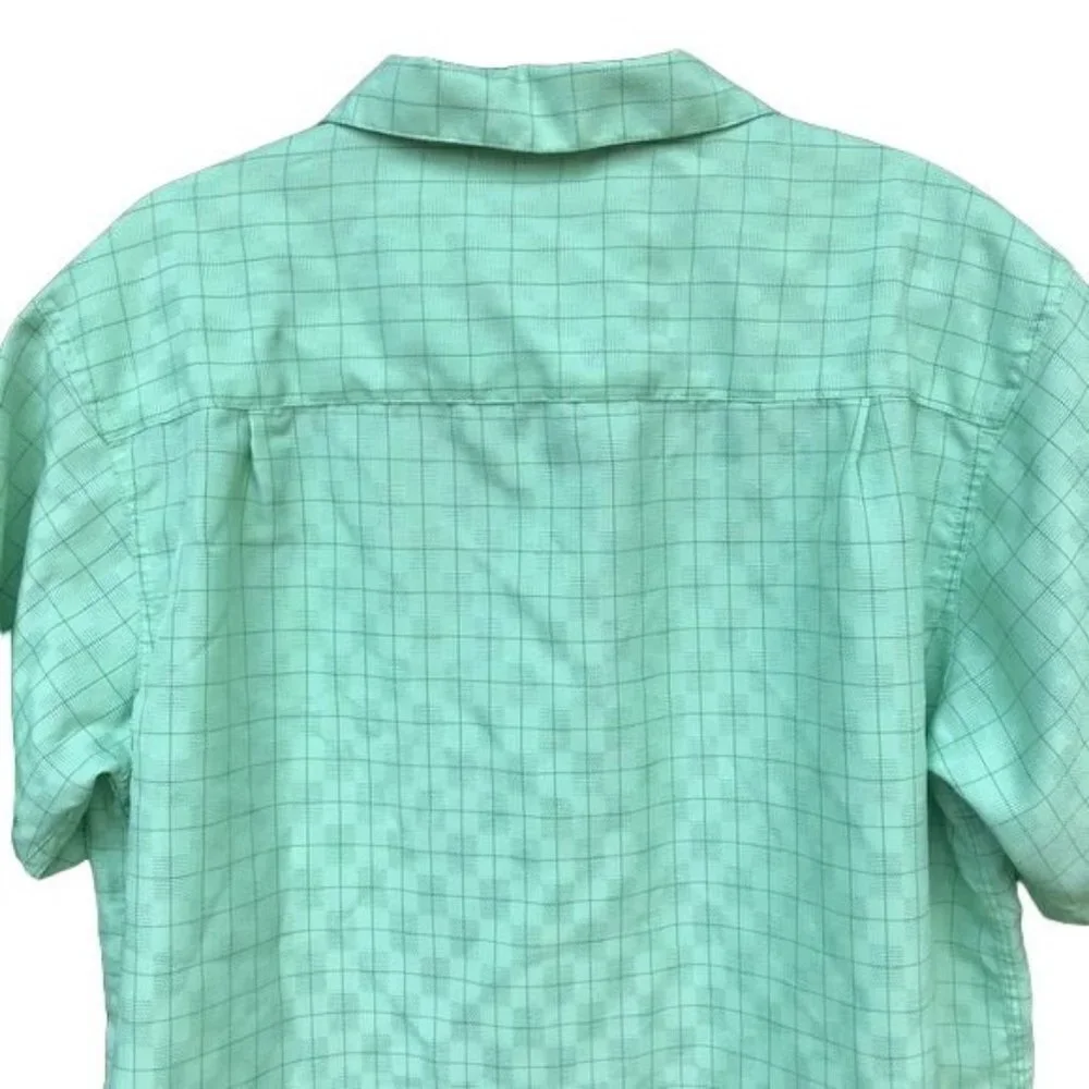 Haggar Button Down Mint Green Short Sleeve Shirt Size L
